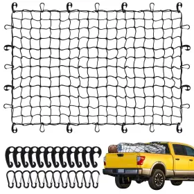 M00f2 Migaven Heavy Duty Cargo Net For Pickup Truck Bed - 4ft X 6ft Stretches To 10ft 15ft