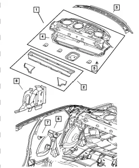 5065141af Mopar Genuine Rear Seat Back Attach Upper Shelf Left