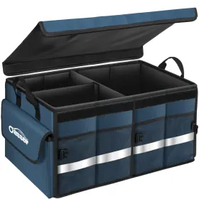Oasser 972988554728 Collapsible Car Trunk Organizer With Multi Compartments For Suv - Blue