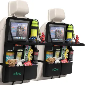 Ppam-01 Plzpik Car Backseat Organizer With Foldable Food Tray 11 Storage Pockets Black 1pack