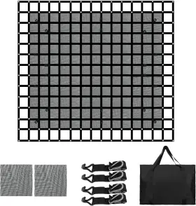 R821408 Racingcarpartshome 8.75ft X 10ft Truck Cargo Net With Mesh Cam Buckles S-hooks And Cross Strap 1500lbs
