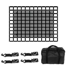 R821541 Racingcarpartshome Stretchable Truck Bed Cargo Net 6.75ftx8ft 1500lbs With Strap And Cam Buckles J-hooks