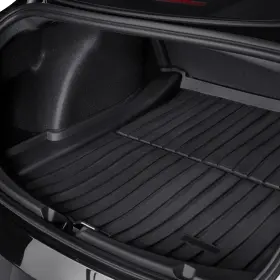 Rm-0096 Rixxu For Tesla 3 2017-2023 Black Rubber Rear Trunk Mat W Small Ears