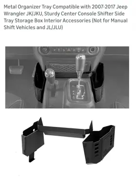 T-2198 Sheam Metal Console Gear Shift Storage Box Tray Organizer - Jeep Wrangler Jk 2007-17