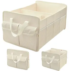 Sibo-to70beige Sibofuego Large Capacity Car Trunk Organizer For Suvs And Sedans Durable Collapsible