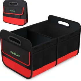 Simniam 618528150734 Collapsible Car Trunk Organizer With Dividers Pockets Heavy Duty