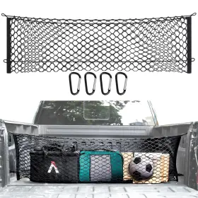 Ss-pcn-729 Ss Vision Truck Bed Cargo Net Elastic Mesh With 4 Metal Carabiners Black C