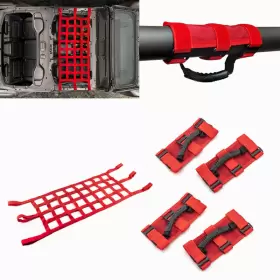 80302006 Ta 70702007 2#test Red Roof Hammock Cargo Net 4 Roll Bar Grab Handle For Jeep Gladiator 2020-2024