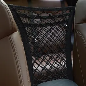Htfa070 Tdofyh 3-layer Car Mesh Organizer Seat Back Net Bag Barrier Of 30cm X 23cm Black