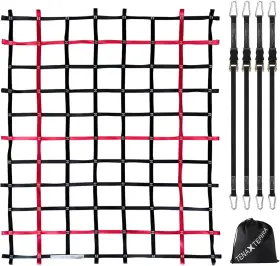 Ft-cn-01 Tenaxterra Cargo Net Hd For Pickup Truck Bed With 4pcs Ratchet Tie-down Straps 50 Inch X 66