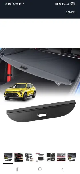 Sua179263cars Tesmirror For 2024 Chevrolet Trax Rear Cargo Cover Retractable Trunk Shield Shade Security