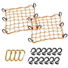 T-cargo-15-orange-2 Thewinio Cargo Net 15 Inch X15 Stretches To 30 X30 With Thicken Hooks Natural Latex Core T