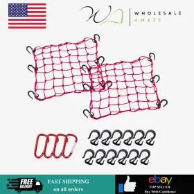T-cargo-15-red-2 Thewinio Cargo Net 15 Inch X15 Stretches To 30 X30 Thicken Hooks Natural Latex Core