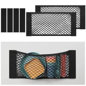 R22043-tw-us Tobwolf 2pcs Car Storage Net Bag 25x60cm Adhesive Mesh Pocket Wall Organizer