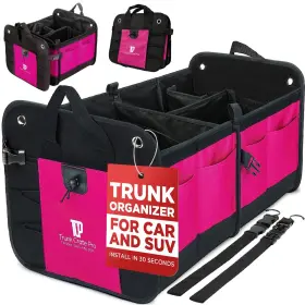 Trunkcratepro 662187154824 Pink Suv And Jeep Trunk Organizer - Premium Adjustable Multi-co
