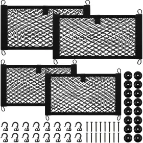 Net-98 Tuanse 4 Pcs Stretchable Small Cargo Net Pocket Storage Mesh Elastic Automotive