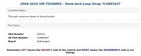 7l0863437 Volkswagen 2004-2010 Vw Touareg - Hook-and-loop Strap #2