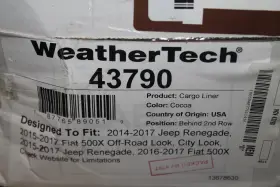 43790 Weathertech Cargo Liner Mat 14-17 Jeep Renegade 15-17 Fiat 500x Cocoa