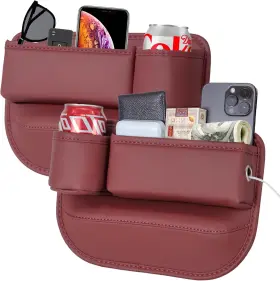 Wovazus 710456404085 2 Packs Car Seat Gap Filler Organizer Driver&apos S Passenger Red
