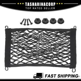 X Autohaux 726215657487 Large Cargo Net For Car Trunk Rv Boats Storage Mesh Pocket Set With 4 Screw