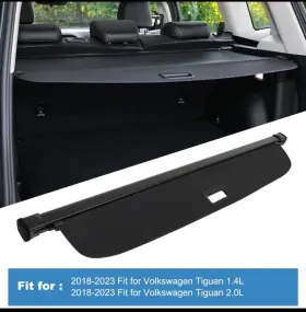 X Autohaux 786527224883 Retractable Cargo Cover For Vw Tiguan 18-23 Rear Trunk Shielding Shade Black