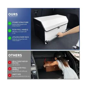 Xcf 712962422418 Car Trunk Organizer Push-pull Handle Leather Collapsible 2 Compartments #2