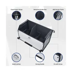 Xcf 712962422418 Car Trunk Organizer Push-pull Handle Leather Collapsible 2 Compartments #3
