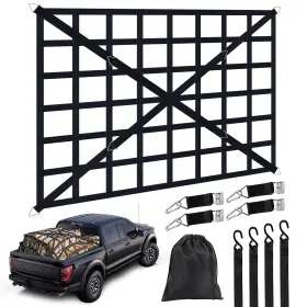 Zhw02 Xishuihe Cargo Net Truck Bed 1100 Lbs Heavy Duty Adjustable Cam Buckles 66x50 Black Thick