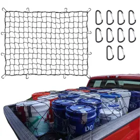 Hw-4-6 Yomeyot Cargo Net For Pickup Truck Bed Roof Rack 4ftx3ft Expands To 8ftx6ft With 10 Hooks