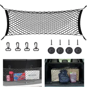 X15.8 Zxbaers 665268569944 Car Rear Cargo Net 35.4 Inch Envelope Style Elastic Trunk Organizer Heav