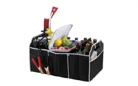 Zyhw 885773102409 Car Trunk Organizer Black 3 Large Sections Of Storage Auto Durable Colla
