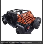 Dirtydog 4X4 Netting Kit, 3 Pcs, For 07-18 Jeep Wrangler JK-4-DOOR -orange. Fixed Price $300.00.