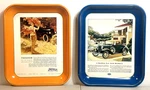 Vintage Ford Advertising Trays Set Metal Car Serving Lot 2. Fixed Price $27.99.