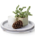 Bamboo Land- Round Decorative Trays For Coffee Table, 12", 11.8", Light Gray. Fixed Price $29.99.