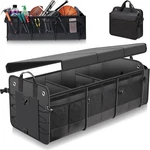 Mojioo Large Trunk Organizer With Removable Cooler Three Compartment, Black. Fixed Price $82.96.