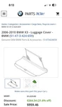 2009 Bmw X3 Luggage Cover Oem Original Black Leather. Fixed Price $250.00.