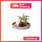 Bamboo Land- Round Decorative Trays For Coffee Table, 12", Warm Brown, Wood Trip. Fixed Price $22.43.