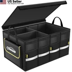 Oasser Car Trunk Organizer, 3 Compartments Collapsible Standard, Black. Fixed Price $30.66.